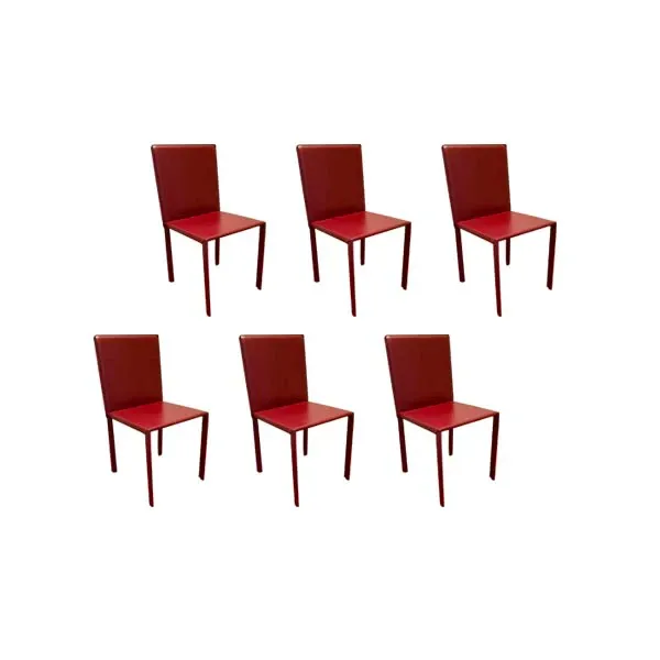 Set of 6 Slim chairs covered in leather (bordeaux), Kristalia image