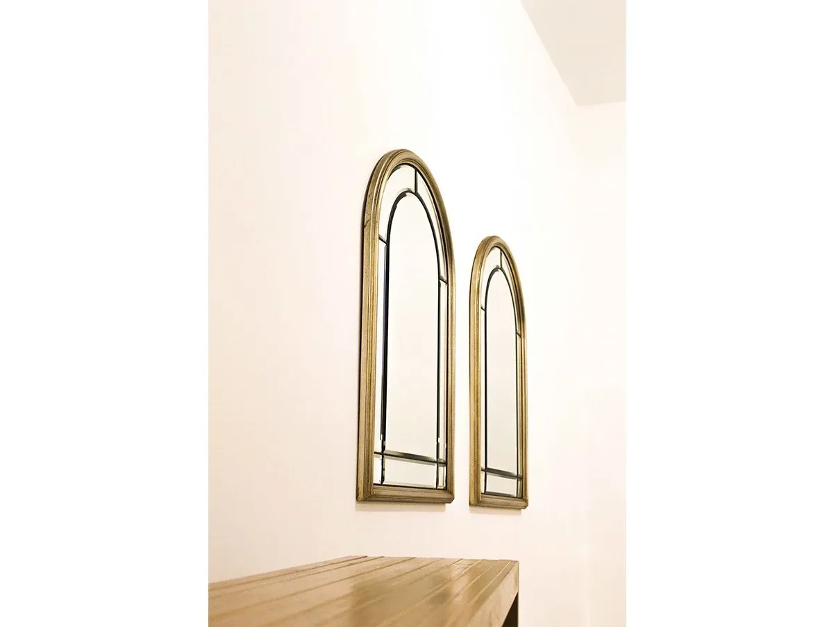 Set 2 specchi bisellati con bordatura in ottone (anni '70), 9