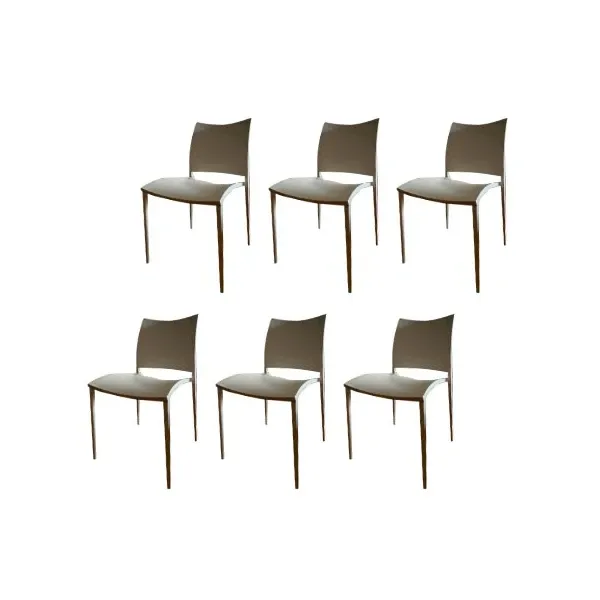 Set of 6 Sand stackable chairs in polypropylene (white), Desalto 2