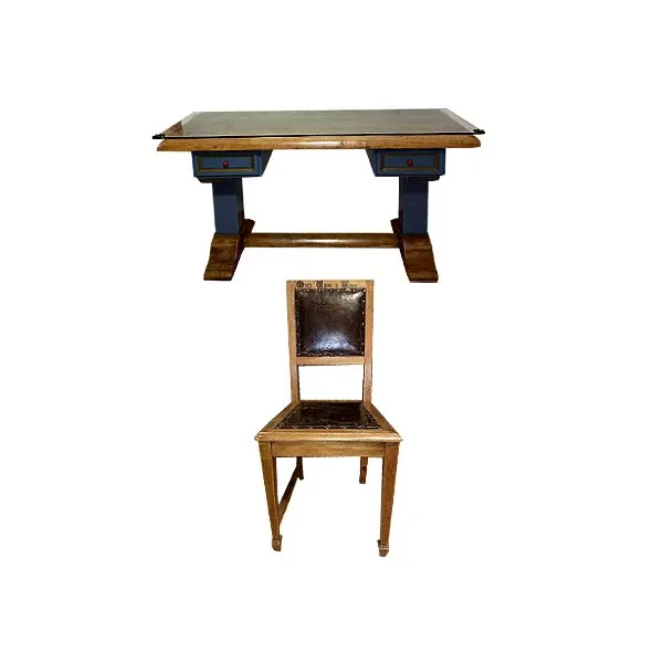 Solid wood desk set and vintage chair ( &#39;900) image