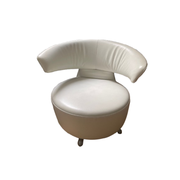 Fauteuil pivotant Biki en cuir blanc par Toshiyuki Kita image