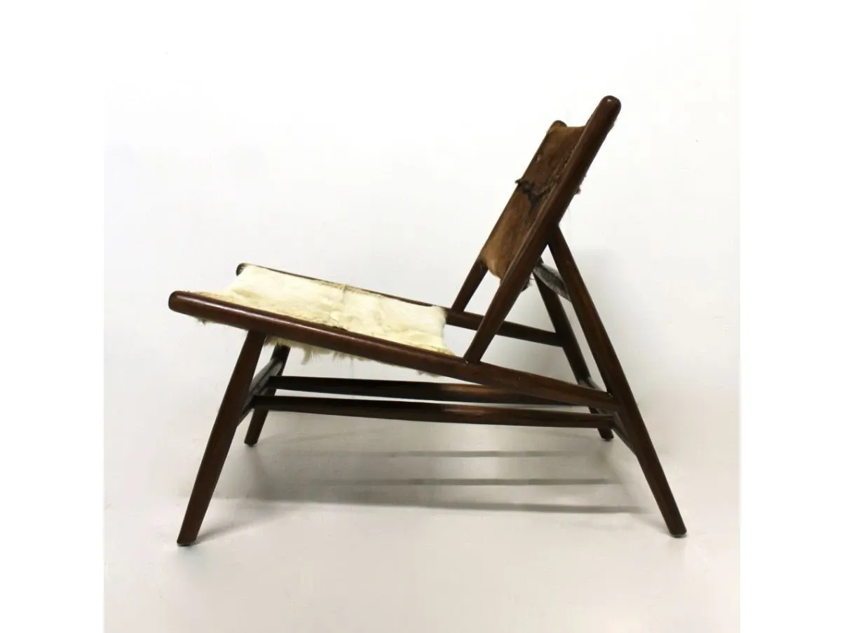Vintage Stuhl aus Kuhfell-Leder 3