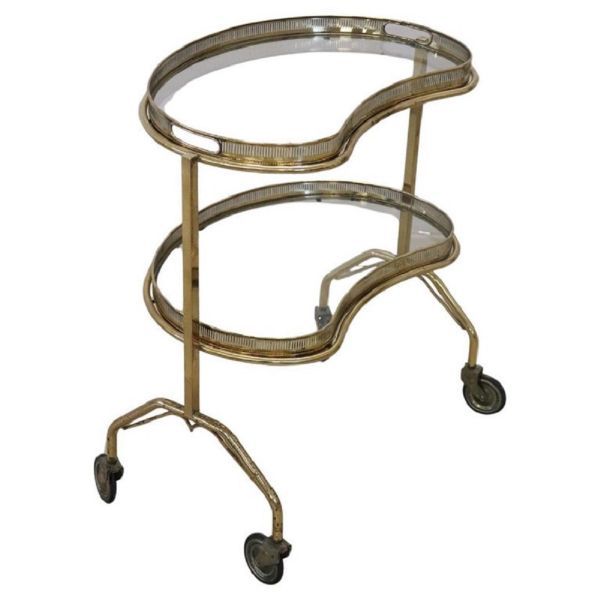 Vintage brass and glass bar cart (1980s), image