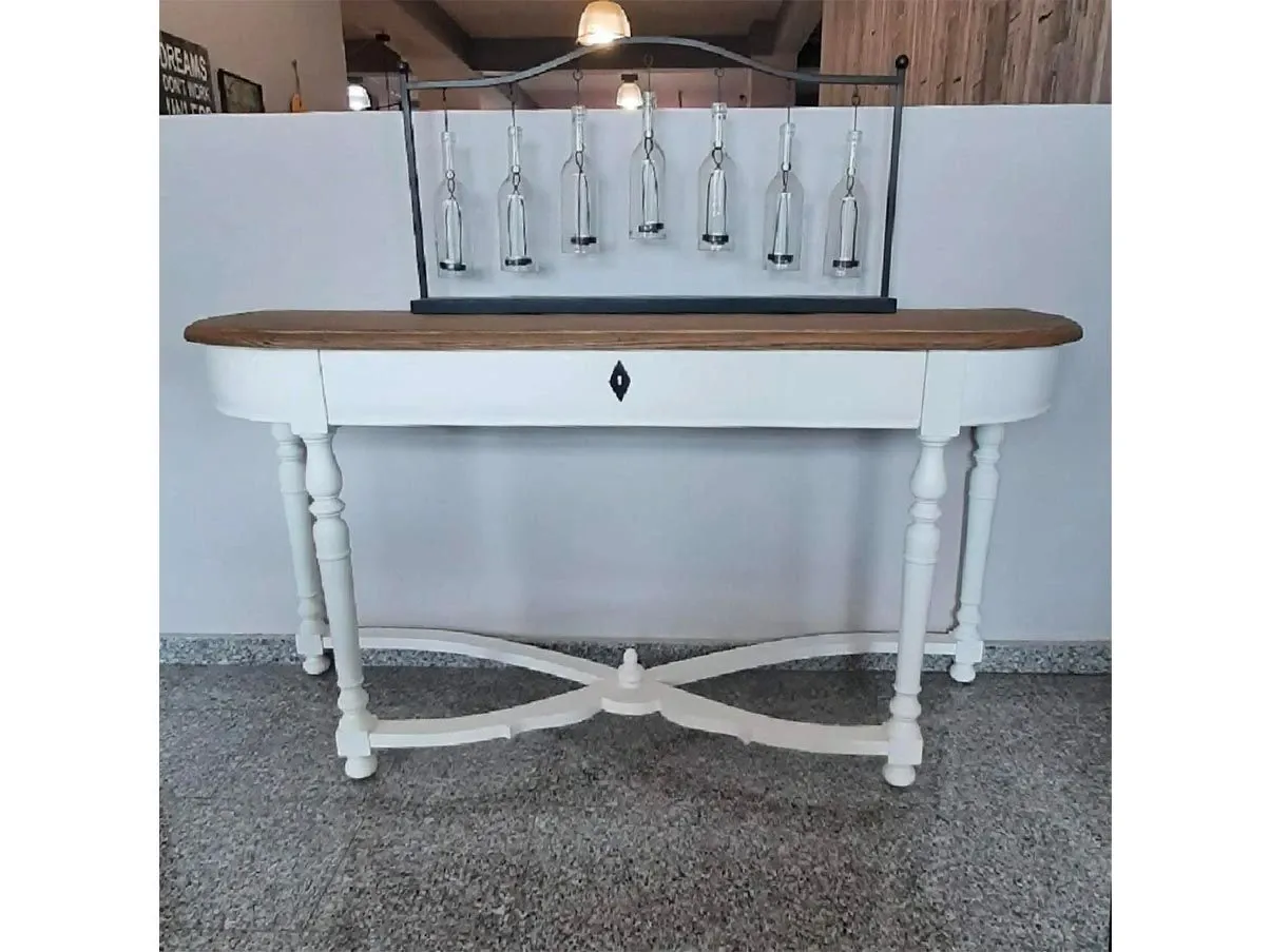 Konsole mit Schublade aus weißer Eiche 2