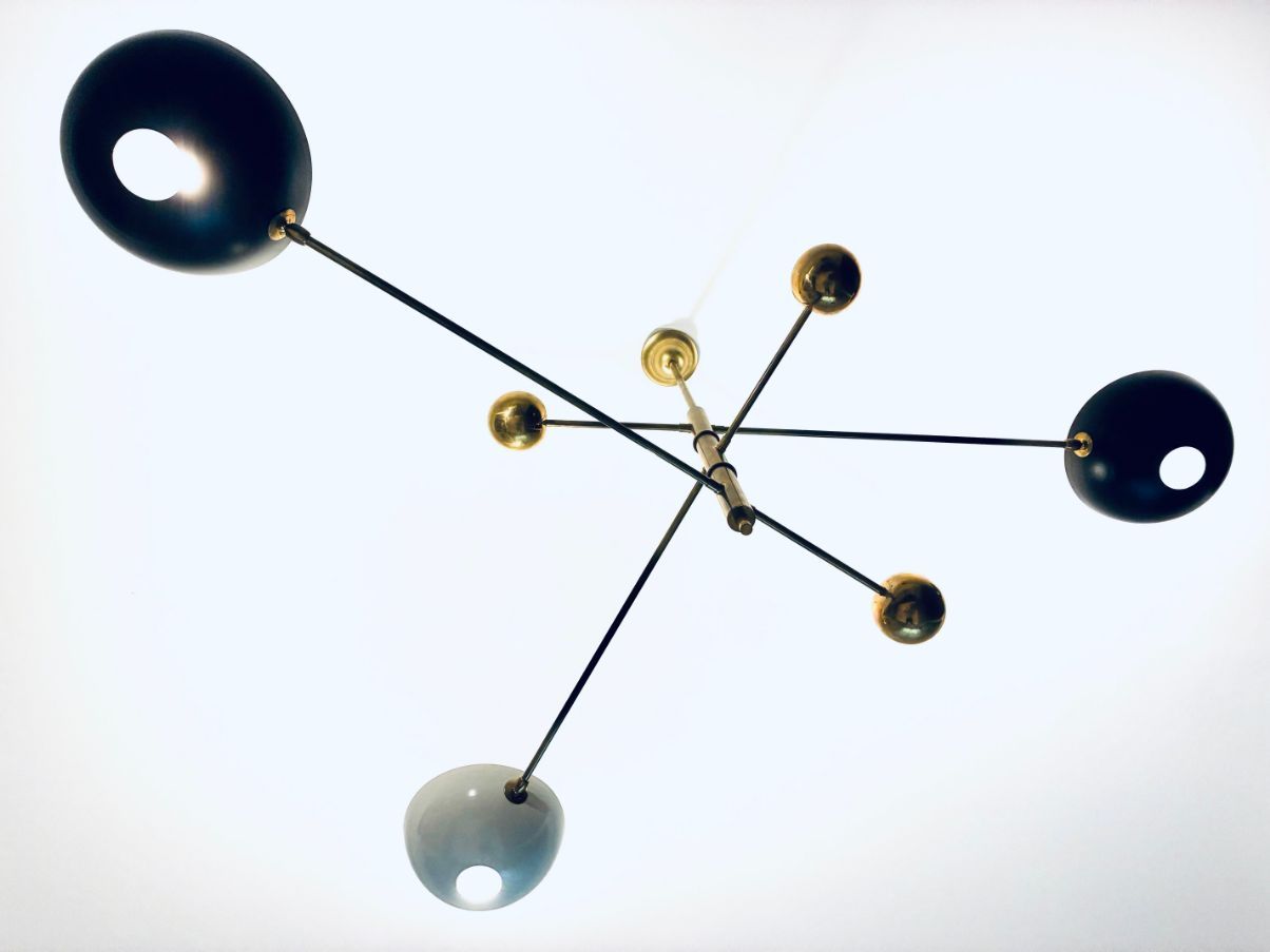 Lampadario a tre bracci in ottone (anni '50) Brand