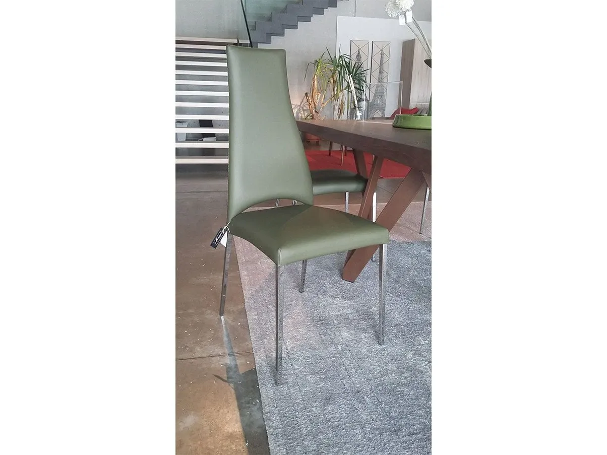 4er-Set grüne gepolsterte Stühle Juliet aus Leder 3