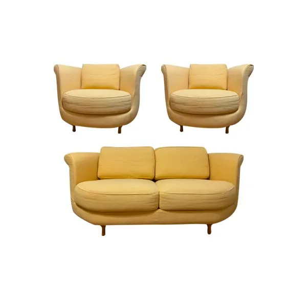 Set of 2 armchairs and 1 sofa Big Mama fabric (yellow), Moroso image