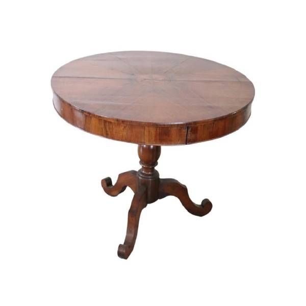 Vintage round table in walnut wood ('800), image