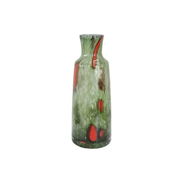 Vintage green and red Murano glass vase (1960s), image