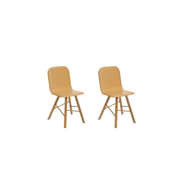 Pair of Tria Simple padded chairs in oak and leather, Colé Italia image