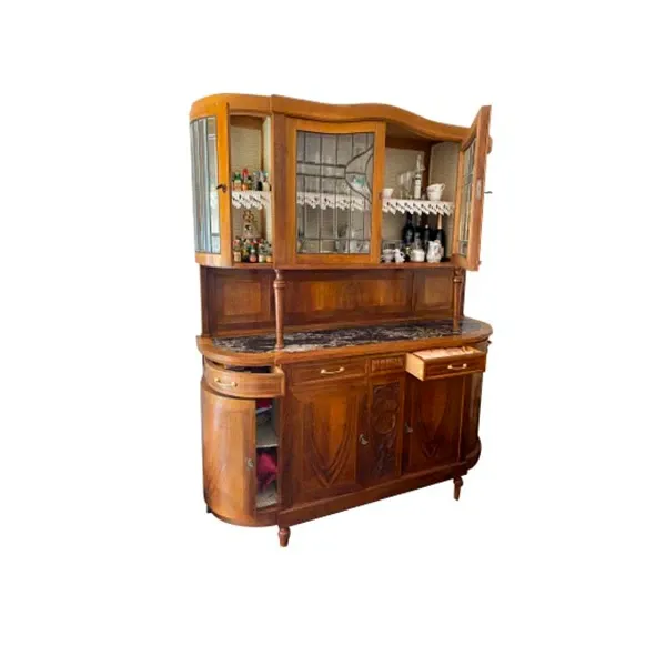 Vintage wooden sideboard with marble top (1930s), image