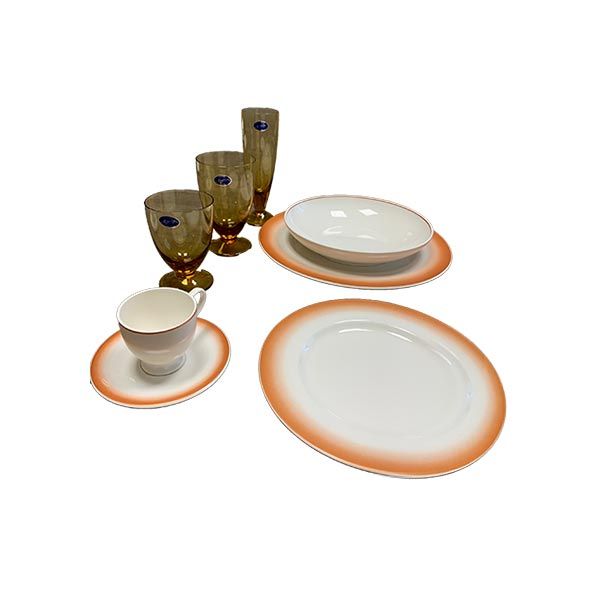 Set spaghettiera con 6 piatti Farfalla in ceramica, Thun