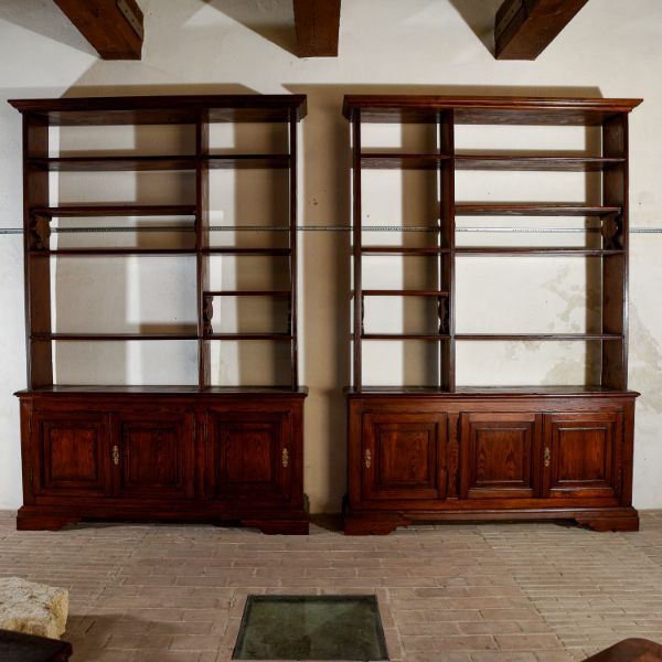 Set of 2 bookcases in 1800 solid fir wood, image