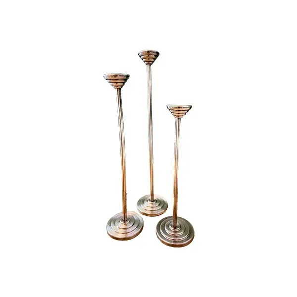Set of 3 silver candelabra of different heights, Cleto Munari 3