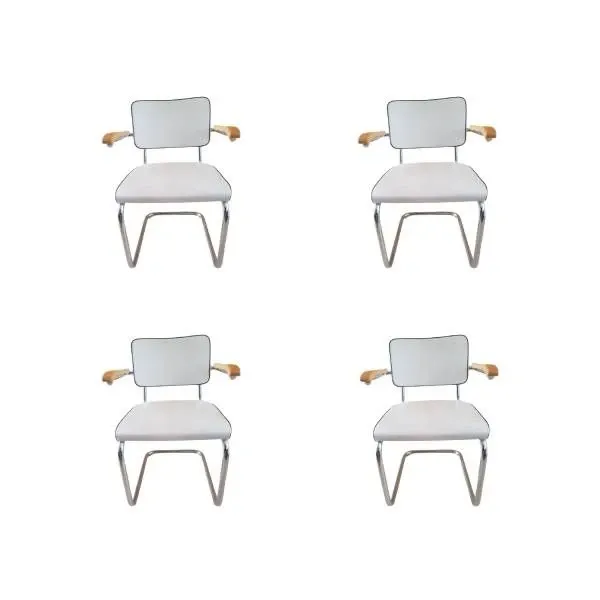 Set of 4 vintage white leather Cesca chairs (1980s), Thonet image