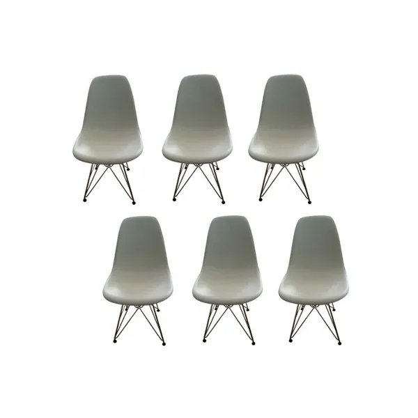 Set 6 sedie in acciaio di Charles & Ray Eames (bianco), Vitra 1