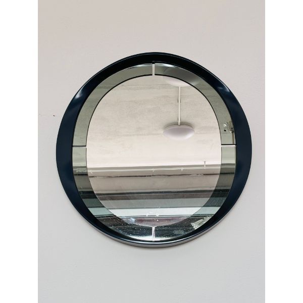 Vintage black lacquered design wall mirror (1970s) image