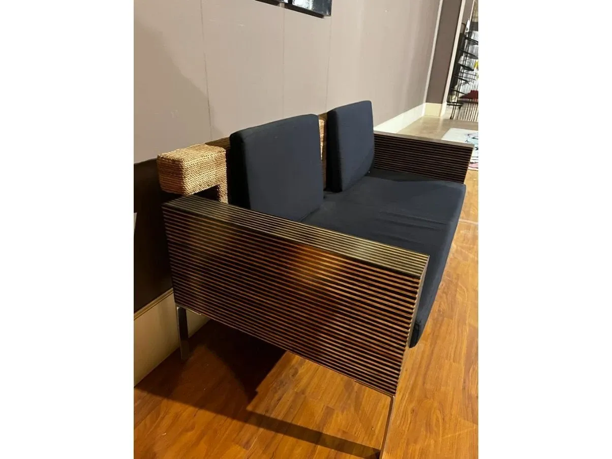 2 seater sofa in wood and Abaca, Intrecci 2