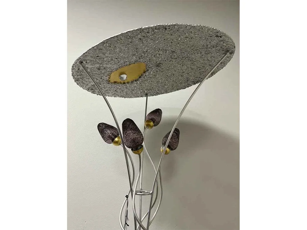 Lampada da terra in foglia argento e oro 2