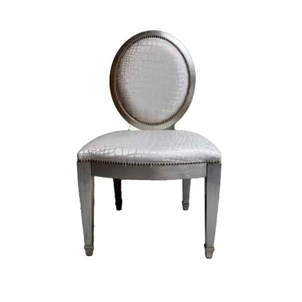 Upholstered chair in wood and fabric (silver) 2