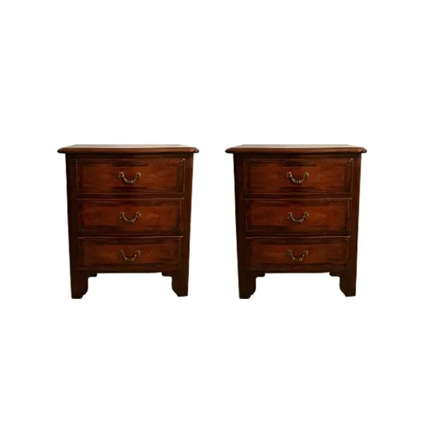 Set of 2 vintage wooden nightstands with 3 drawers, Maroso Gino image