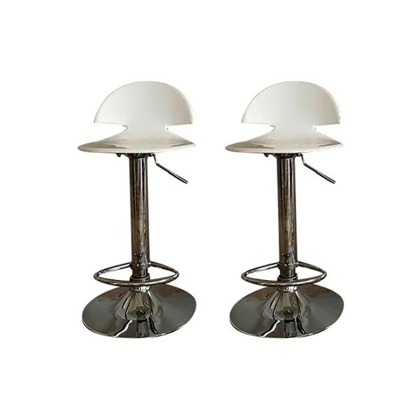 Set of 2 adjustable metal bar stools (white), Orion image