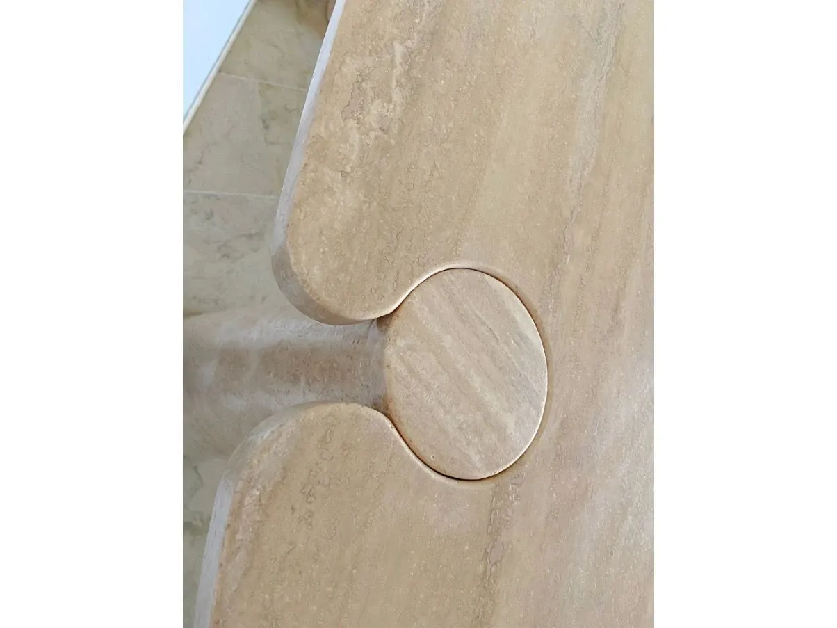Vintage travertine Eros Console (70s), 6