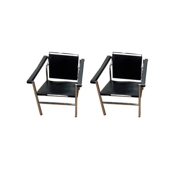 Set of 2 vintage LC1 armchairs by Le Corbusier (1990s), MDF Italia image
