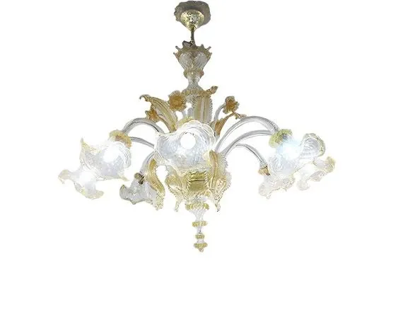 Gold glass chandelier (8 lights), Masi image