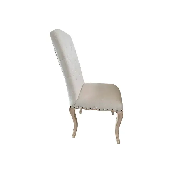 Diva chair in beige quilted linen and wood, Bizzotto image