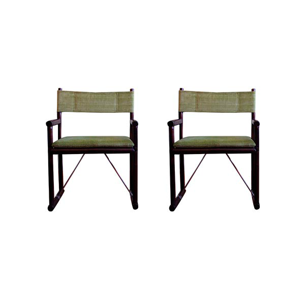 Set of 2 vintage director&#39;s chairs in rattan (1970s), Rausch image