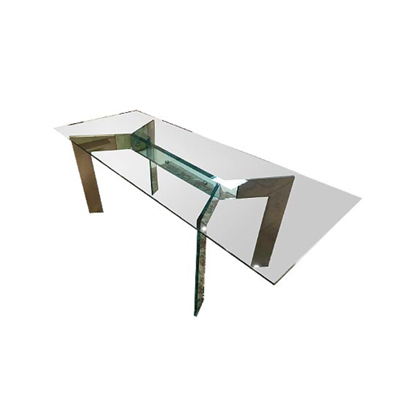 Corner Hybrid rectangular table in glass and steel, Fiam image