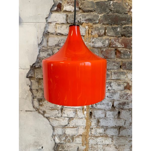 Vintage Orange Opaline Glass Pendant Lamp (1970s) image