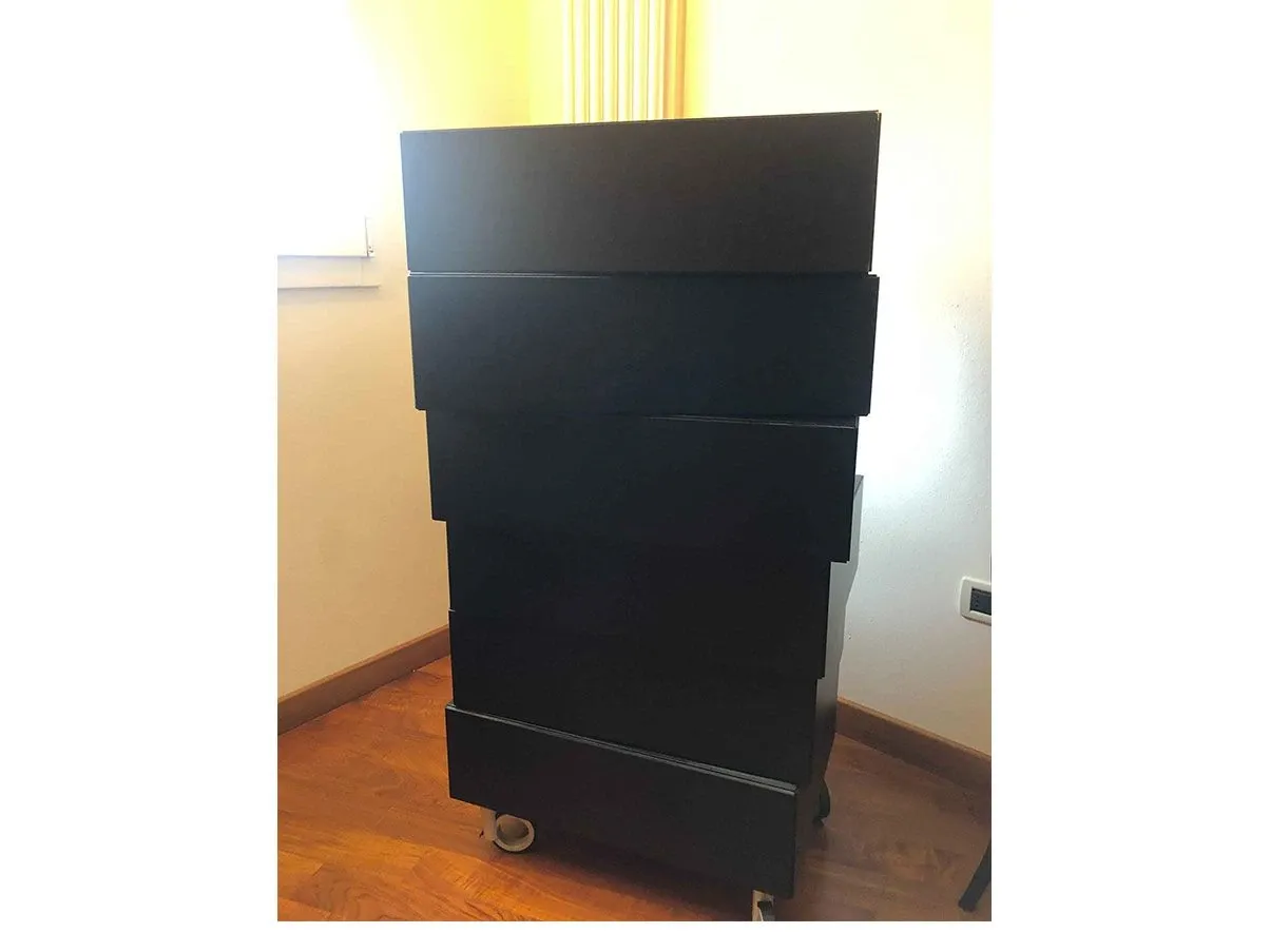 Morgana chest of 6 drawers in wood and glass (black), Lago 5