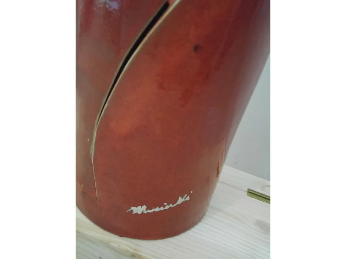 Vaso vintage in ceramica arancione (anni '70), Marinelli 3