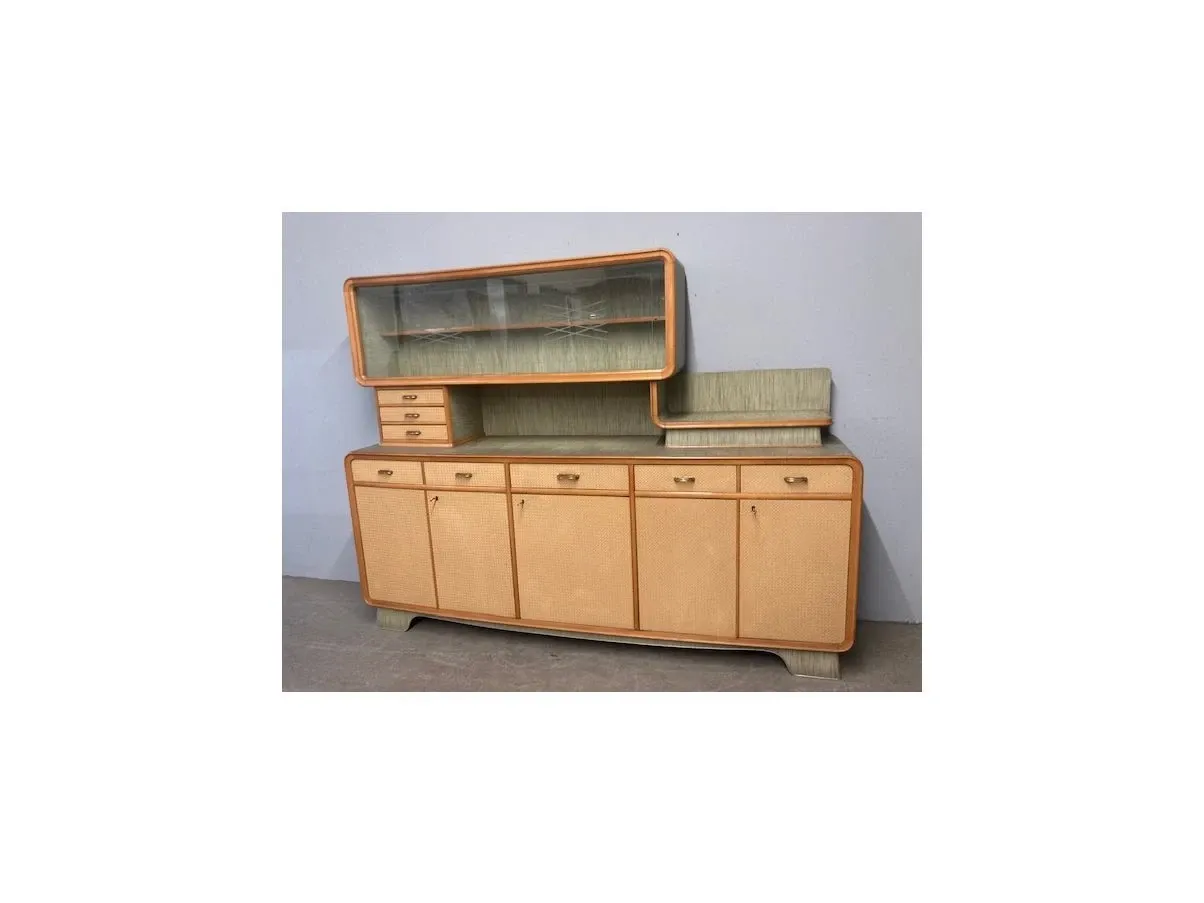Credenza vintage in laminato bicolore (anni '60), 1