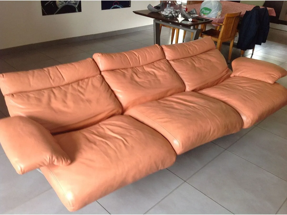 Happy Hour 3-seater sofa in leather (orange) 3