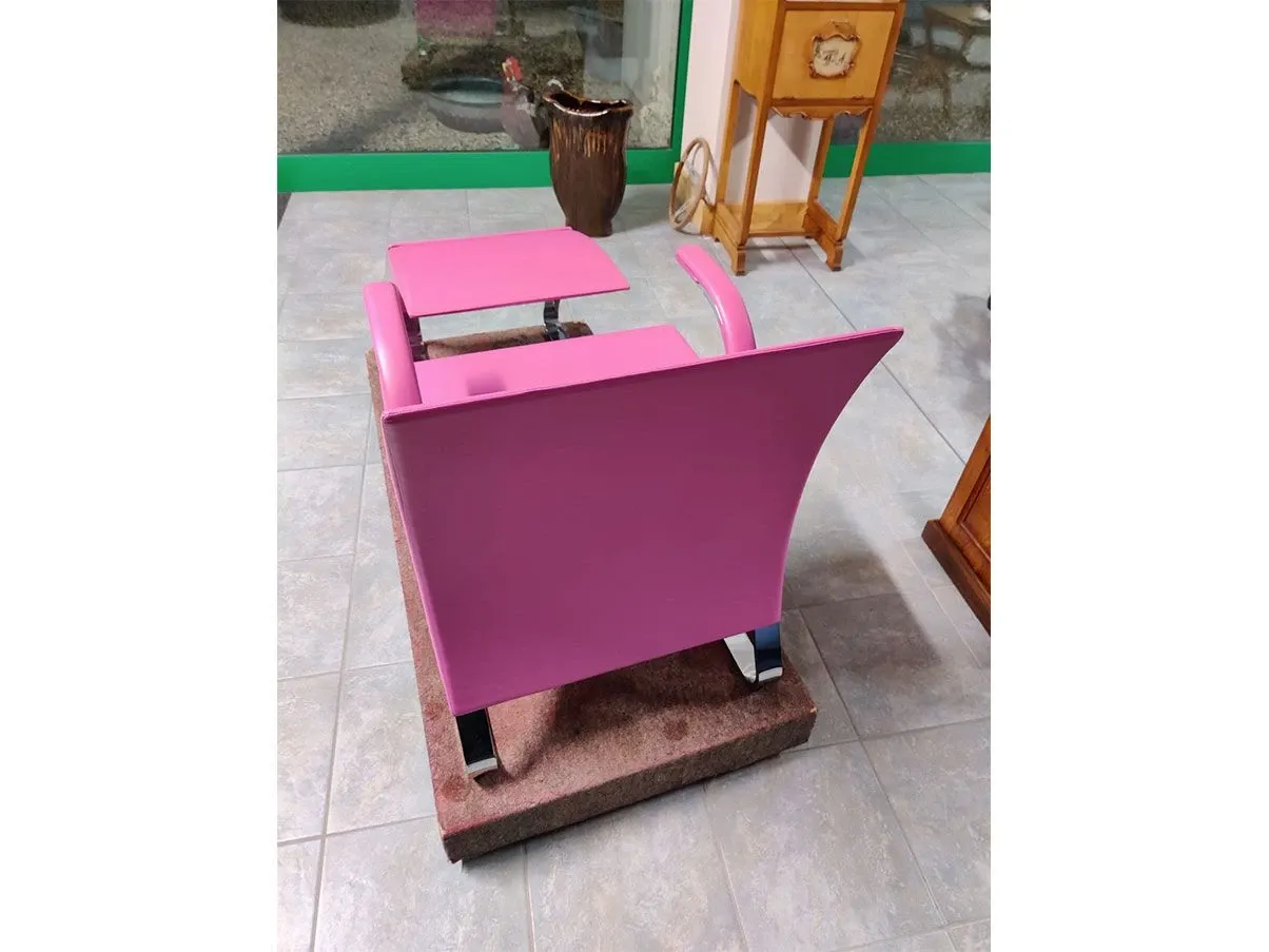 Sessel Ravello mit Hocker aus Leder (rosa) 8