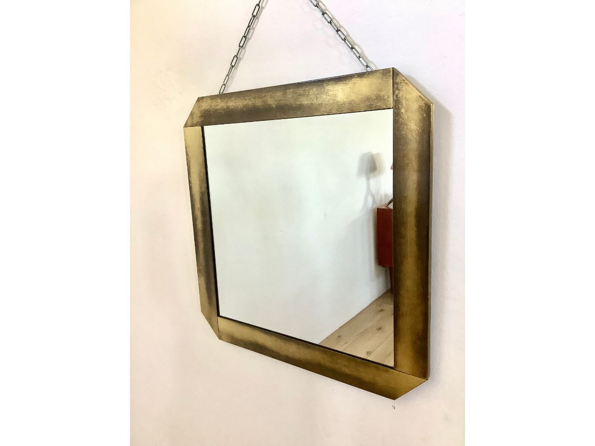 Specchio con cornice in ottone (anni '70) Side