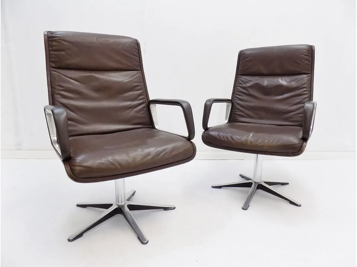 Set 2 poltrone vintage Delta 2000 pelle (marrone), Wilkhahn 6