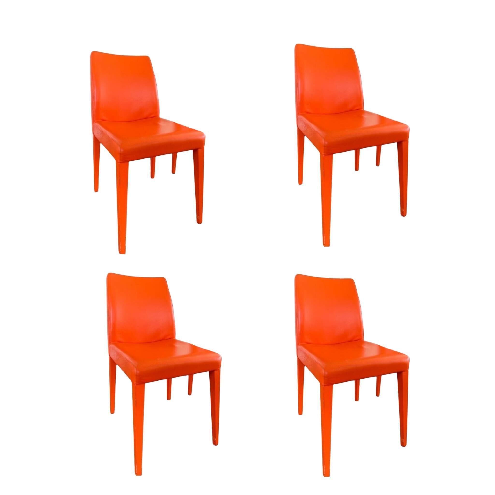 Set of 4 orange Liz chairs, Poltrona Frau image