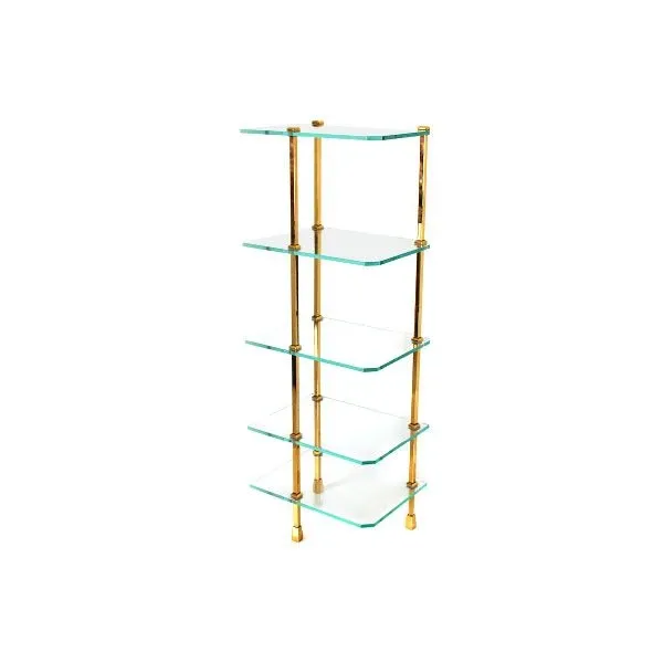 Vintage glass and brass bookcase (1970s), image