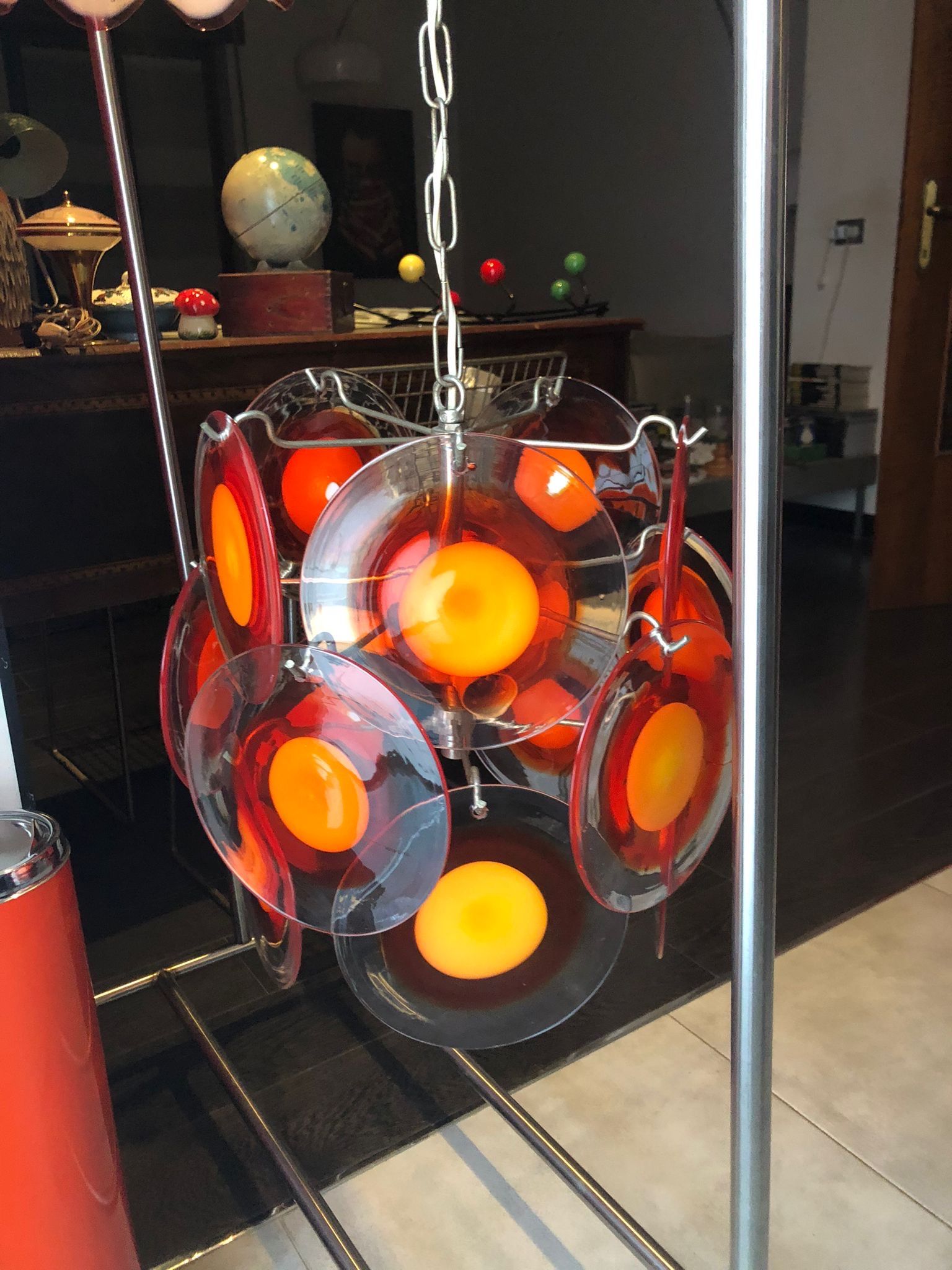 Vintage Orange Murano Glass Chandelier (1970s) Main