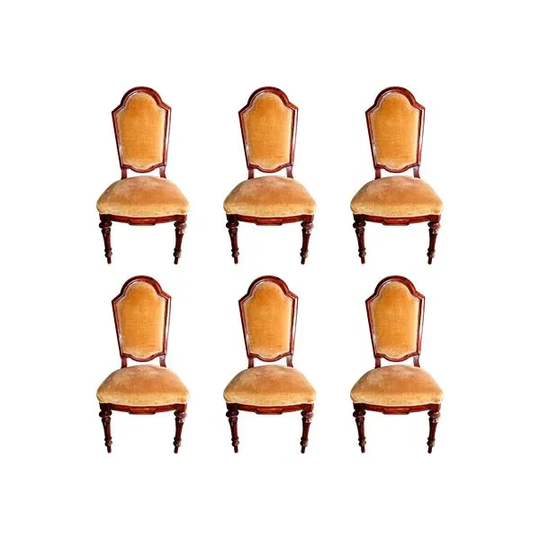 Set of 6 vintage Louis Philippe chairs in yellow wood (&#39;800) image