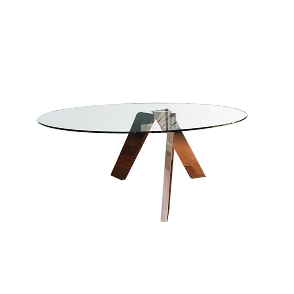 Fix oval table in chromed metal and crystal, Former image