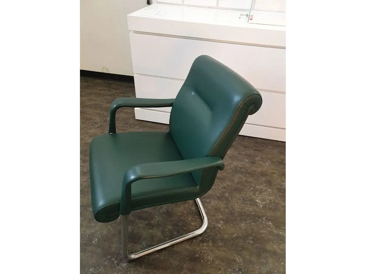 Forum sled armchair in leather (green), Poltrona Frau 2