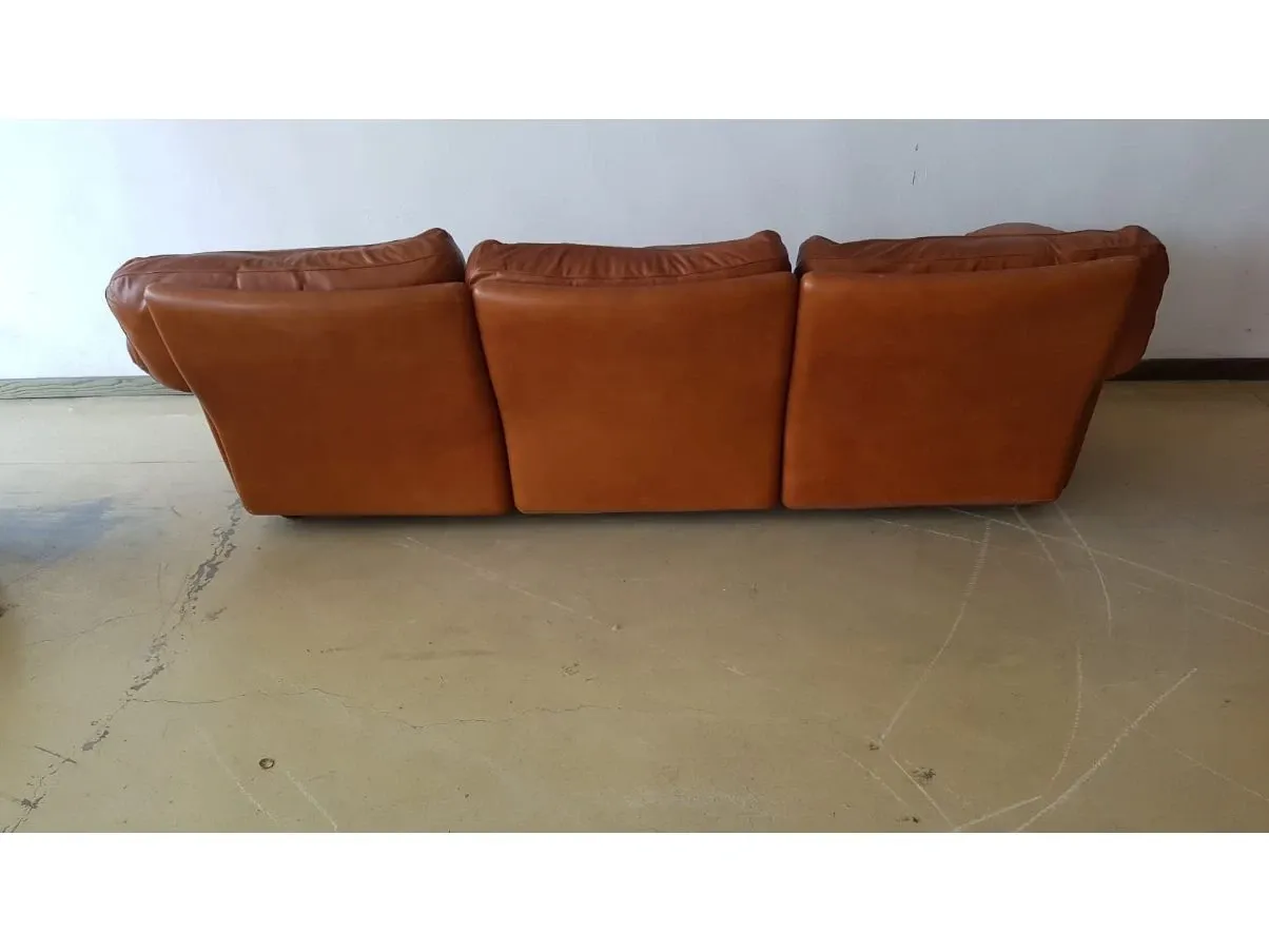 Set divano e 2 poltrone in pelle vintage (anni '60) 7