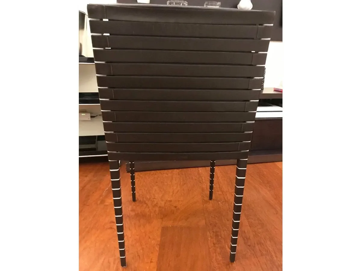 Sedia MM01 di Jean Nouvel con cinghie di cuoio 1