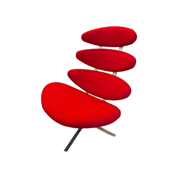 EJ5 Corona armchair steel and fabric (red) 