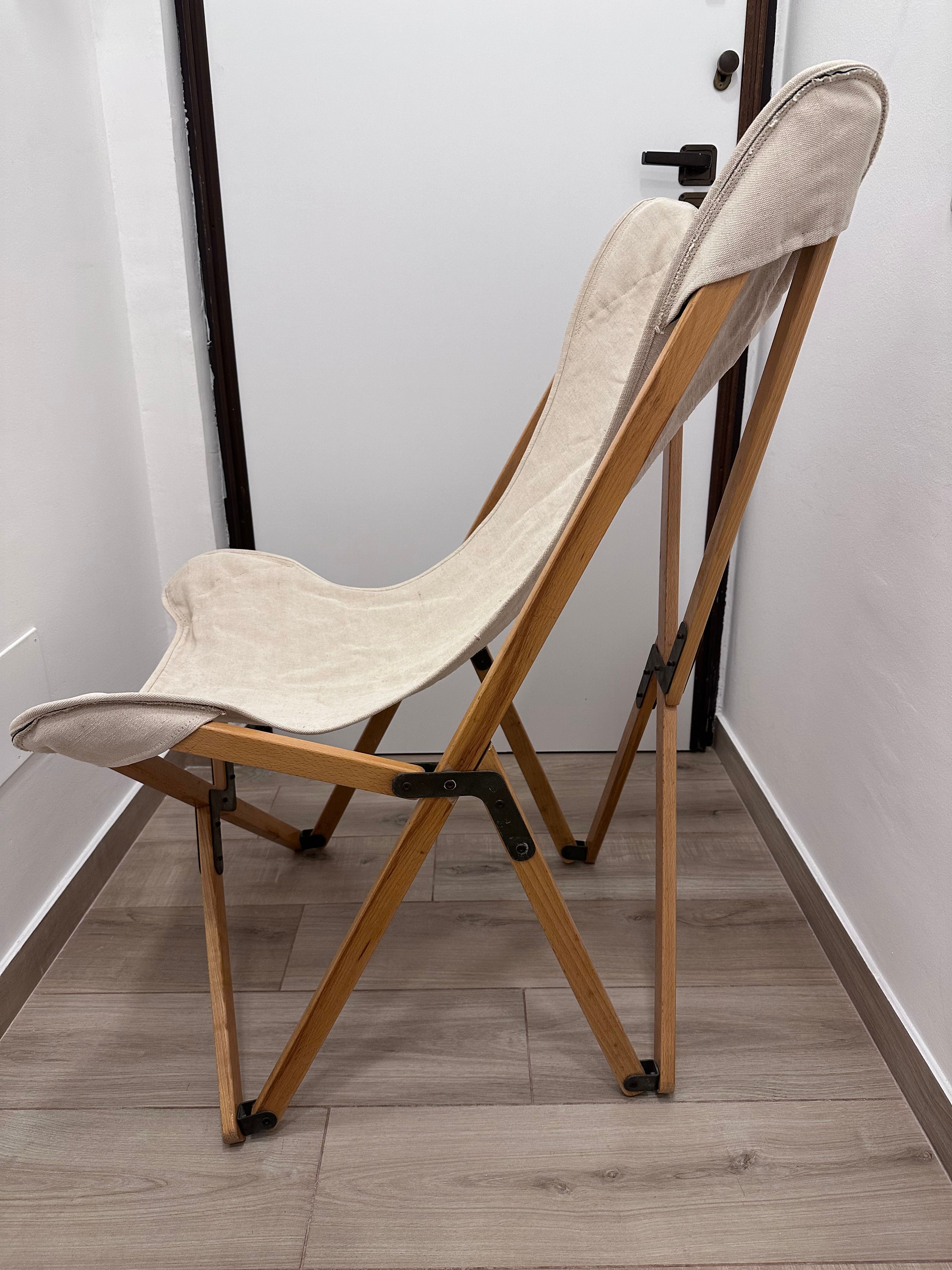 Poltroncina Tripolina in legno ecru cotone e juta Side